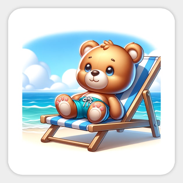 Teddy at the Beach Sticker by shipwrecked2020